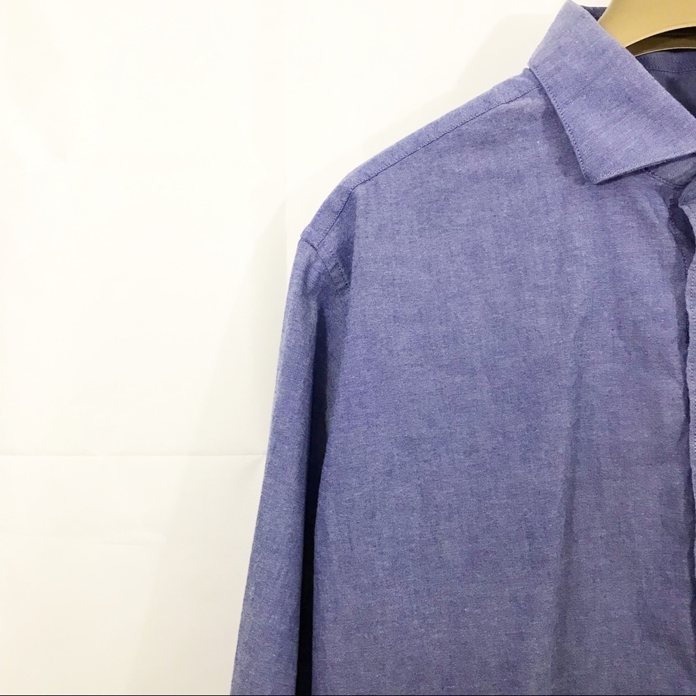 Vince Camuto Shirt Slim Fit Chambray Button Front Long Sleeves - Picture 4 of 8